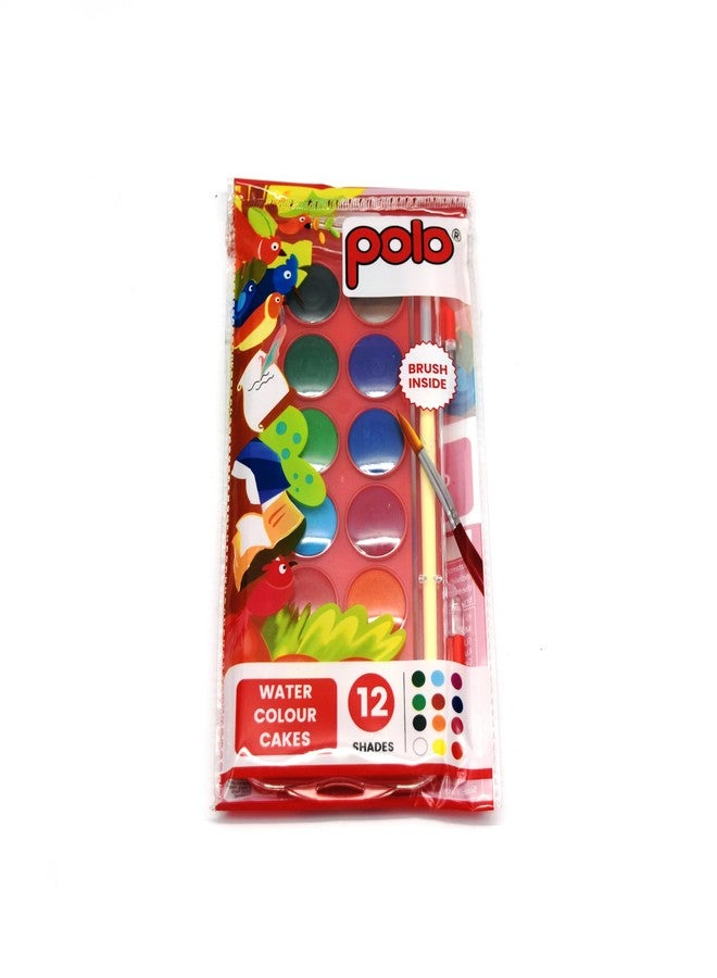 polo Water Color Cake Set - 12 Vibrant Shades (23mm) | Pack of 2 | Non-Toxic, Easy-to-Use Watercolors for Painting, Art Projects, and School Supplies - Ideal for Kids and Adults - Image 1